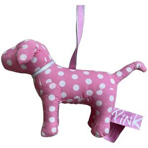 Victoria's Secret pink white polka dot mini dog Christmas ornament decor